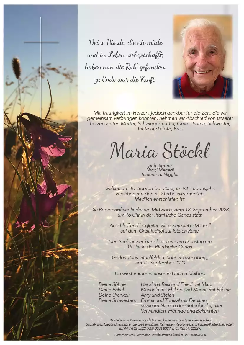 Parte von Maria Stöckl